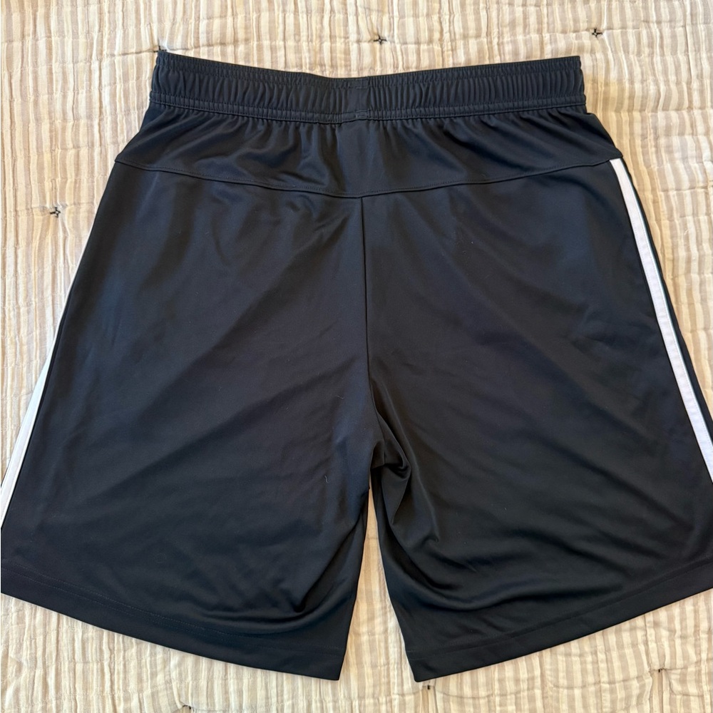 adidas Black Athletic Shorts with White Stripes